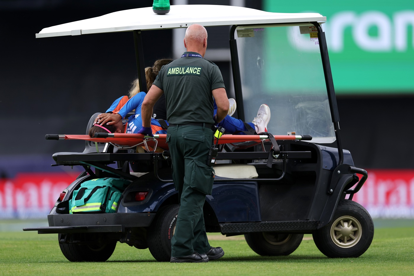 Shreyanka Patil stretchered off after twisting ankle during Netherlands clash